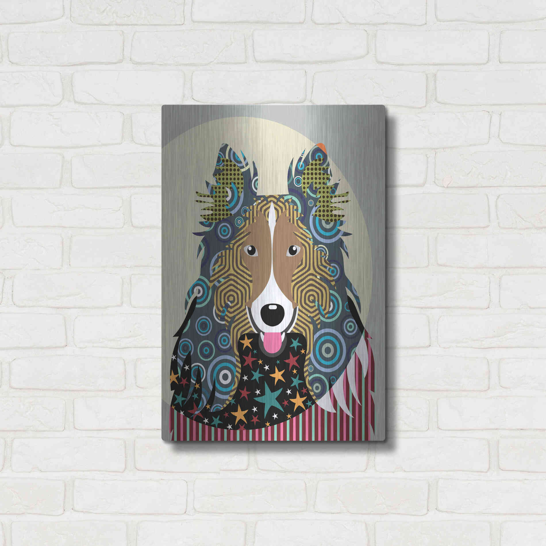 Luxe Metal Art 'Rough Collie' by Lanre Adefioyue, Metal Wall Art,16x24