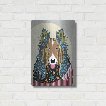 Luxe Metal Art 'Rough Collie' by Lanre Adefioyue, Metal Wall Art,16x24