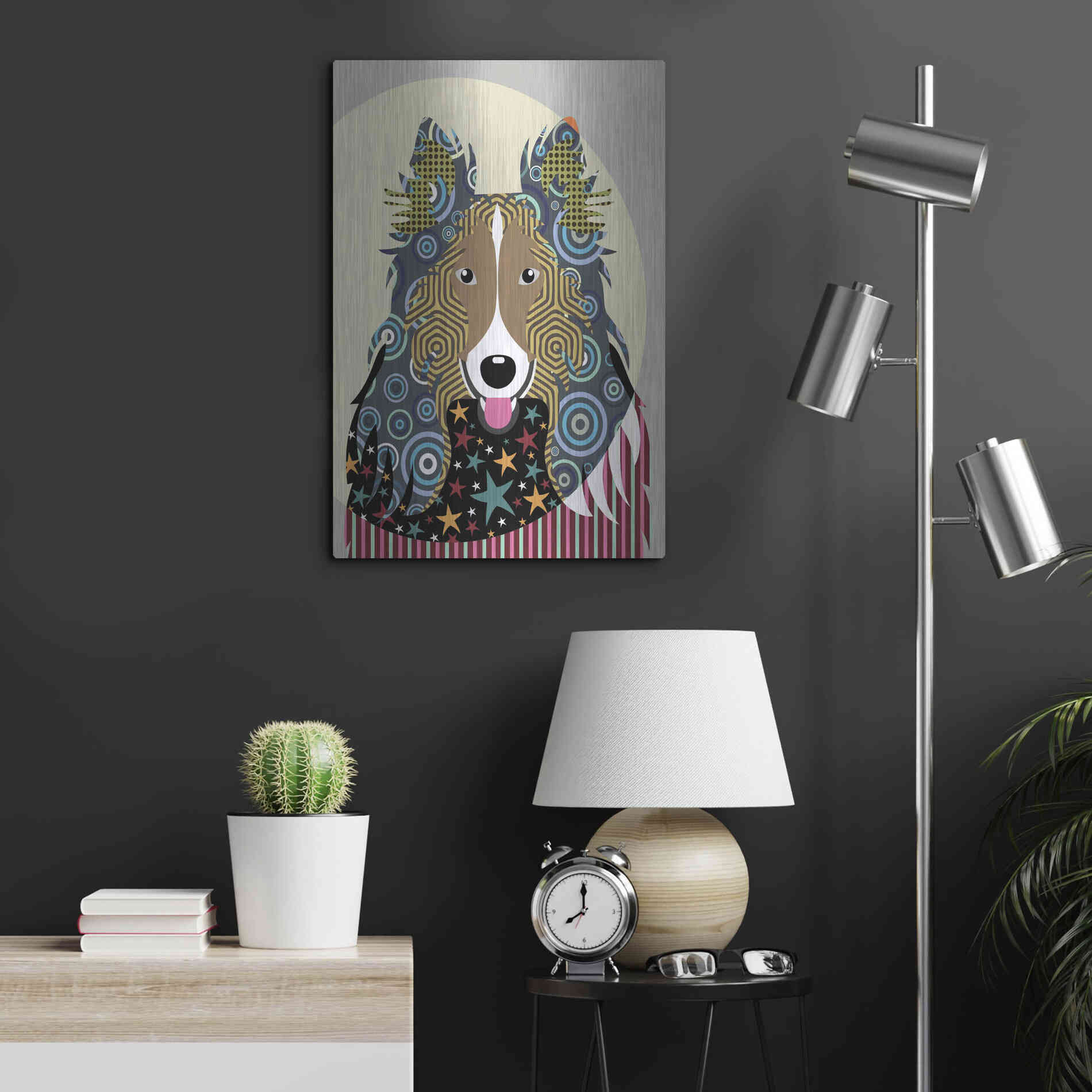 Luxe Metal Art 'Rough Collie' by Lanre Adefioyue, Metal Wall Art,16x24