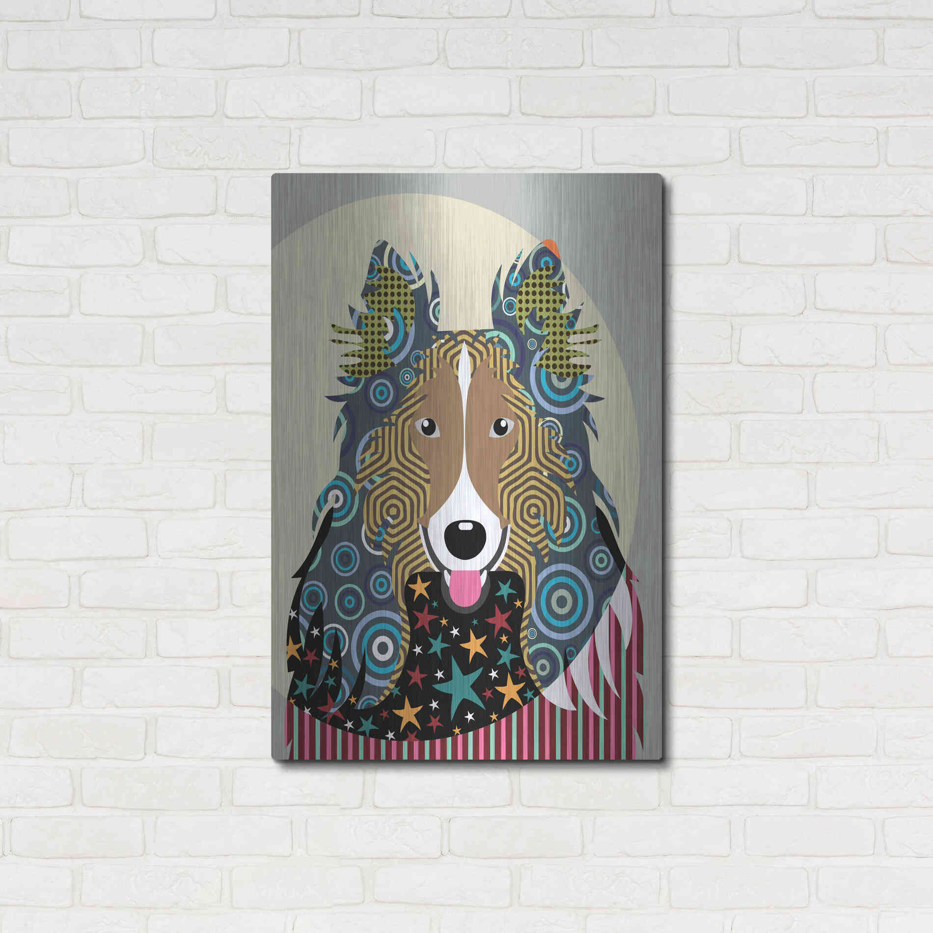 Luxe Metal Art 'Rough Collie' by Lanre Adefioyue, Metal Wall Art,24x36