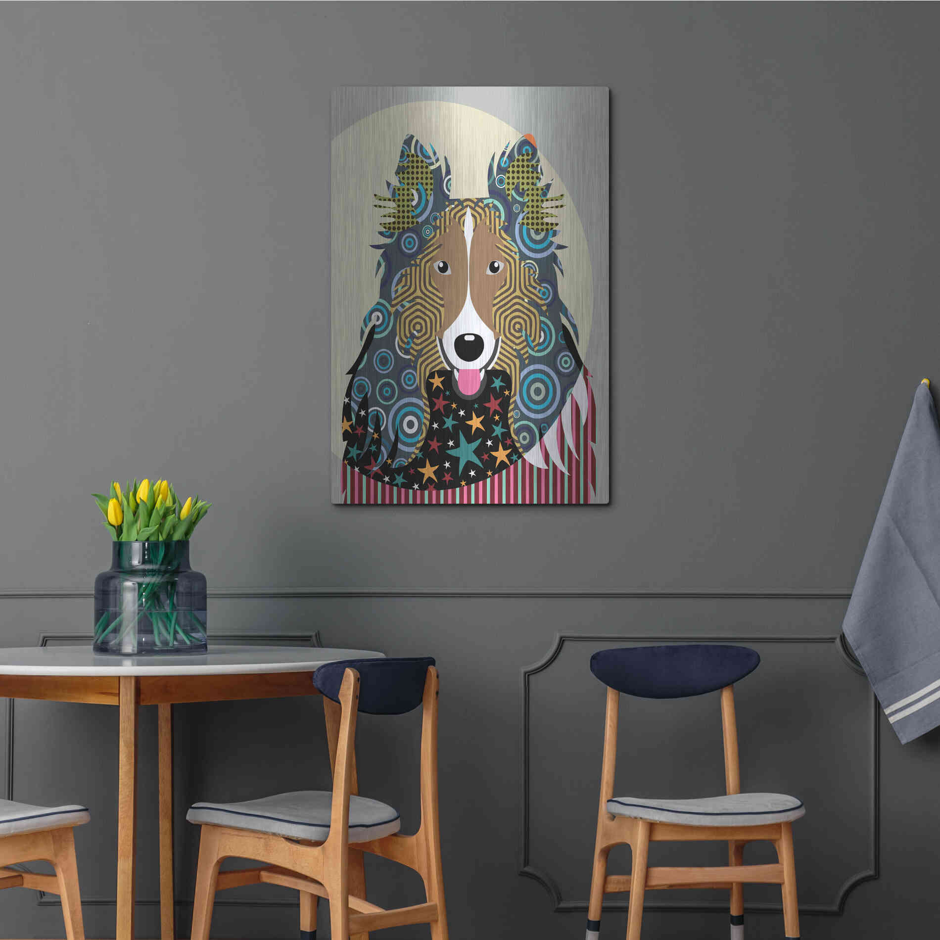 Luxe Metal Art 'Rough Collie' by Lanre Adefioyue, Metal Wall Art,24x36