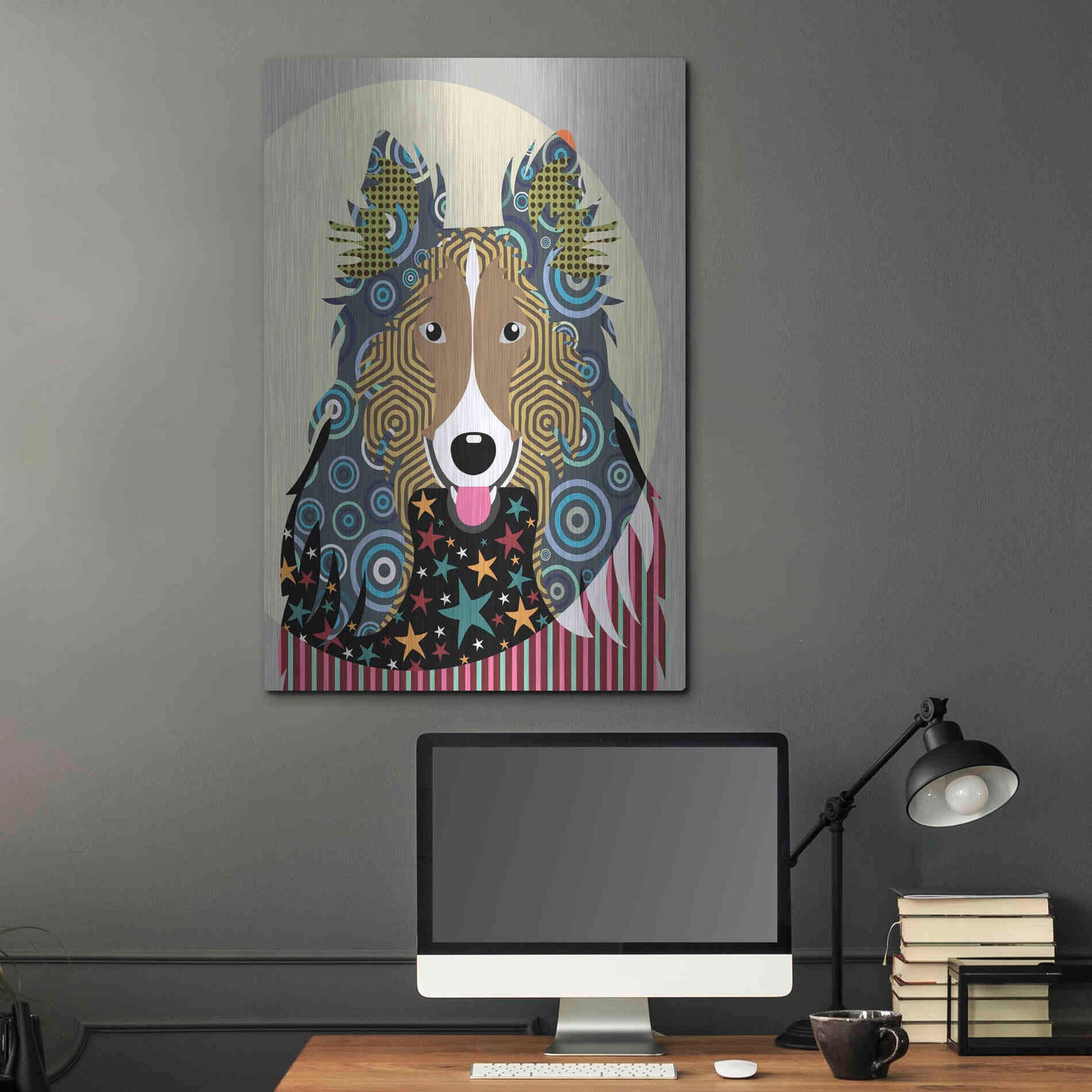 Luxe Metal Art 'Rough Collie' by Lanre Adefioyue, Metal Wall Art,24x36