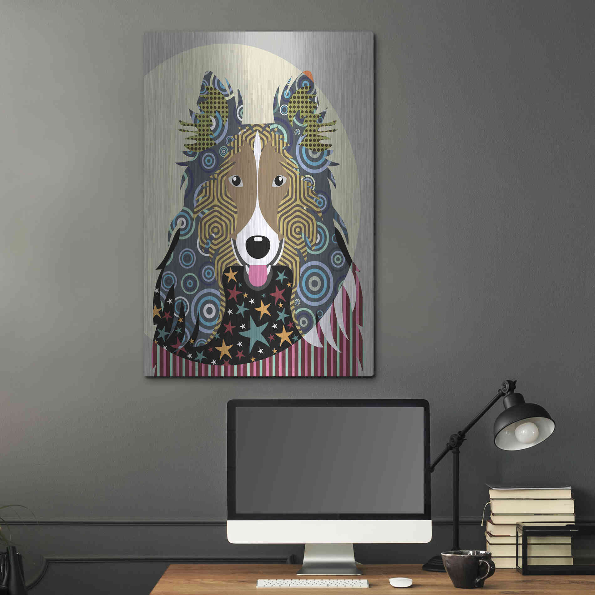 Luxe Metal Art 'Rough Collie' by Lanre Adefioyue, Metal Wall Art,24x36