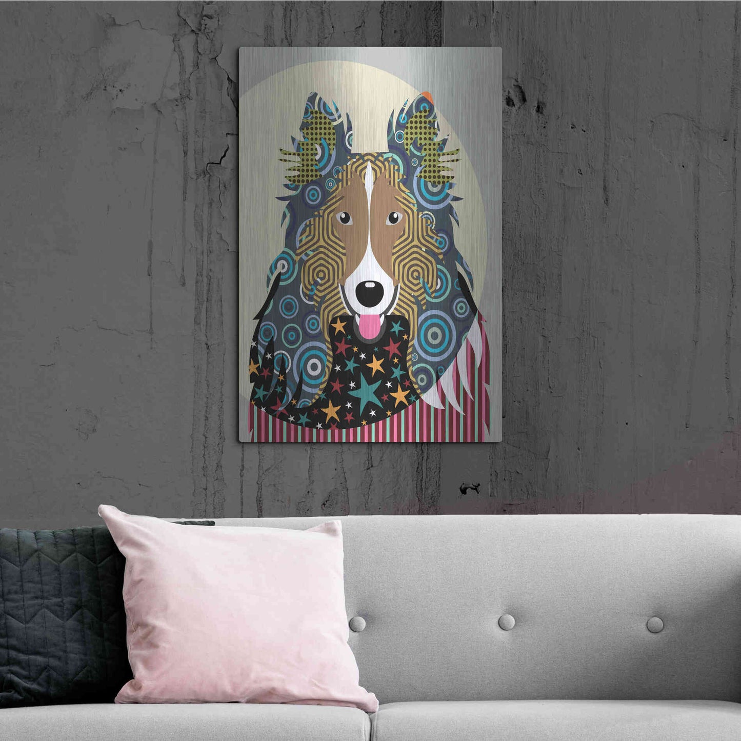Luxe Metal Art 'Rough Collie' by Lanre Adefioyue, Metal Wall Art,24x36