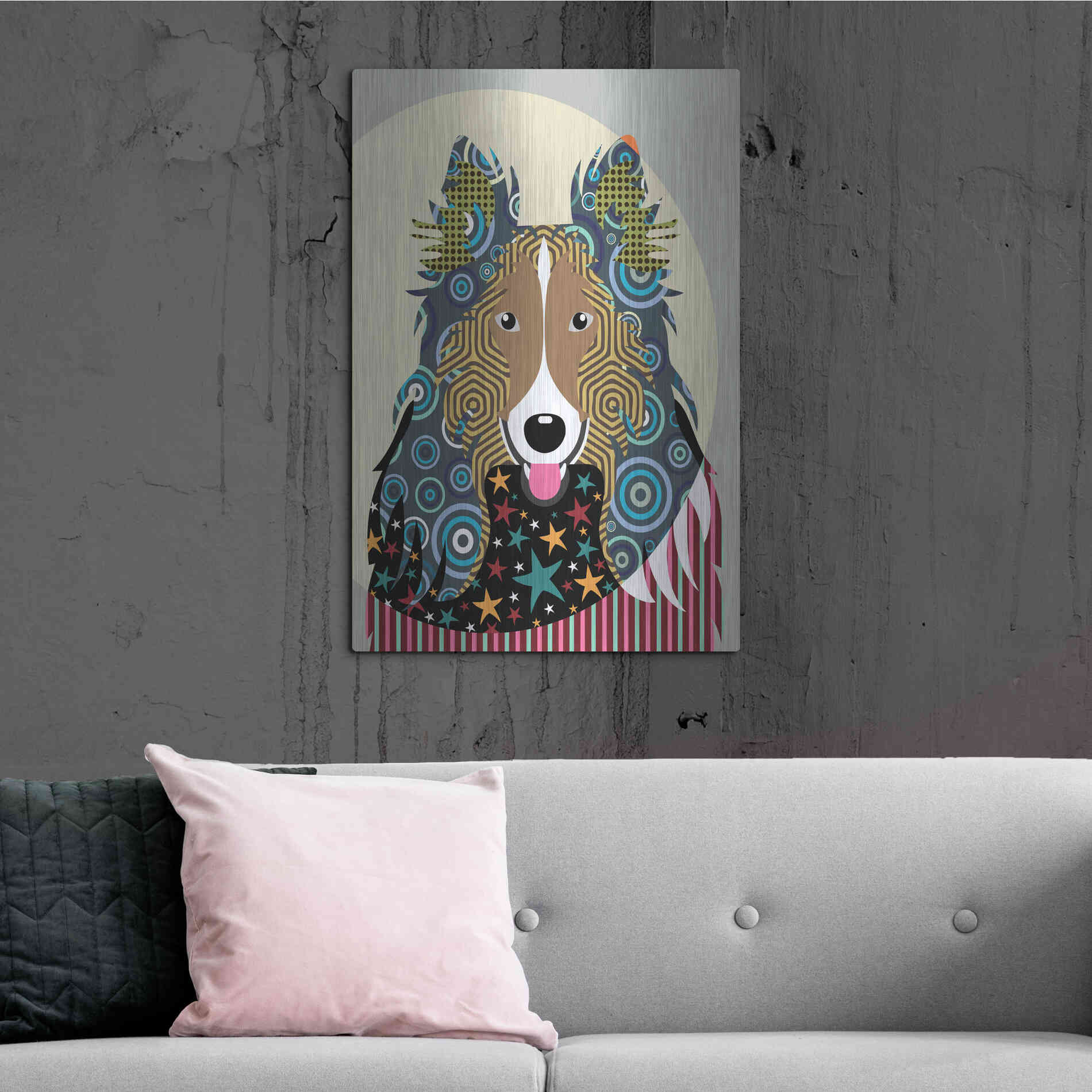 Luxe Metal Art 'Rough Collie' by Lanre Adefioyue, Metal Wall Art,24x36
