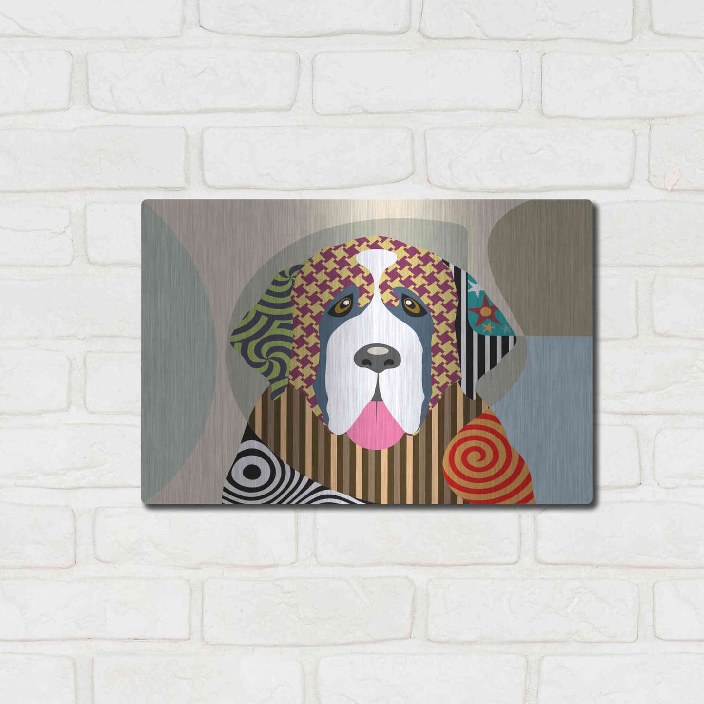 Luxe Metal Art 'Saint Bernard' by Lanre Adefioyue, Metal Wall Art,16x12