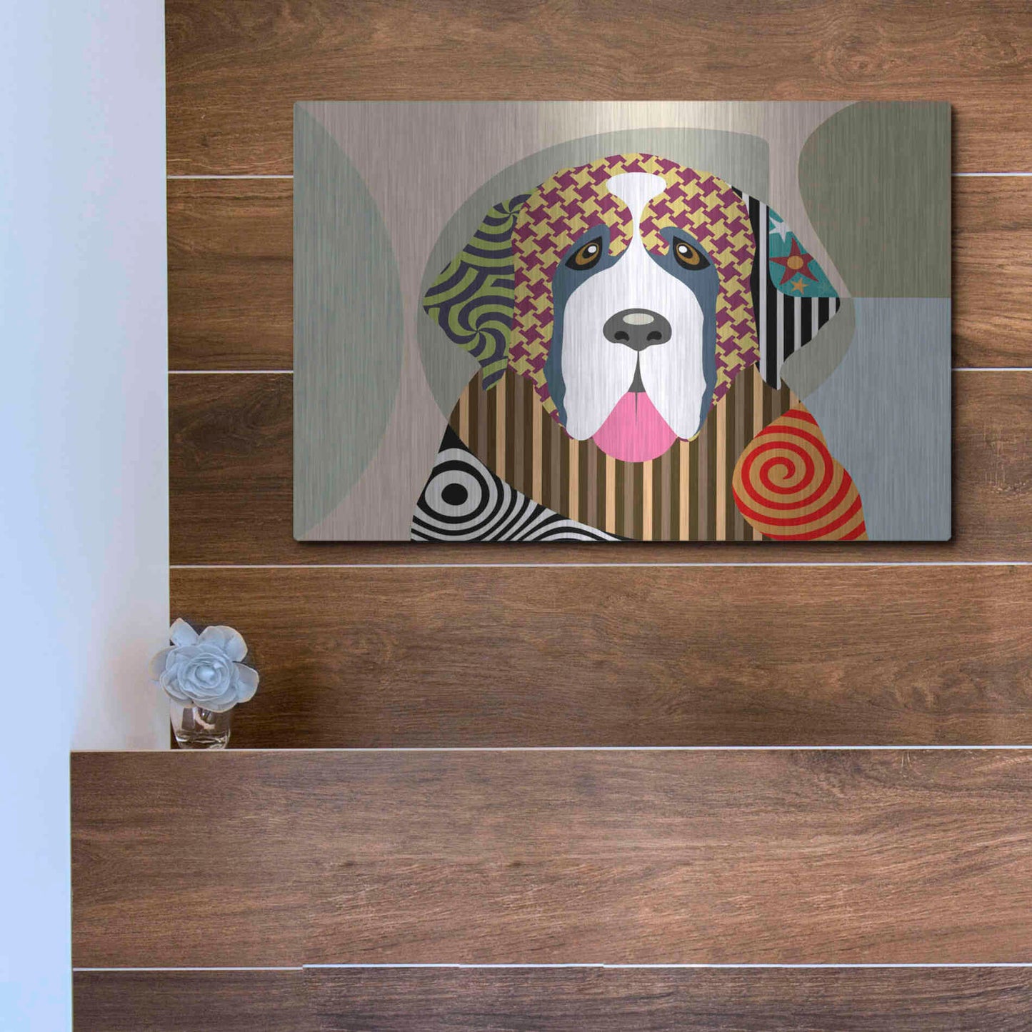 Luxe Metal Art 'Saint Bernard' by Lanre Adefioyue, Metal Wall Art,16x12