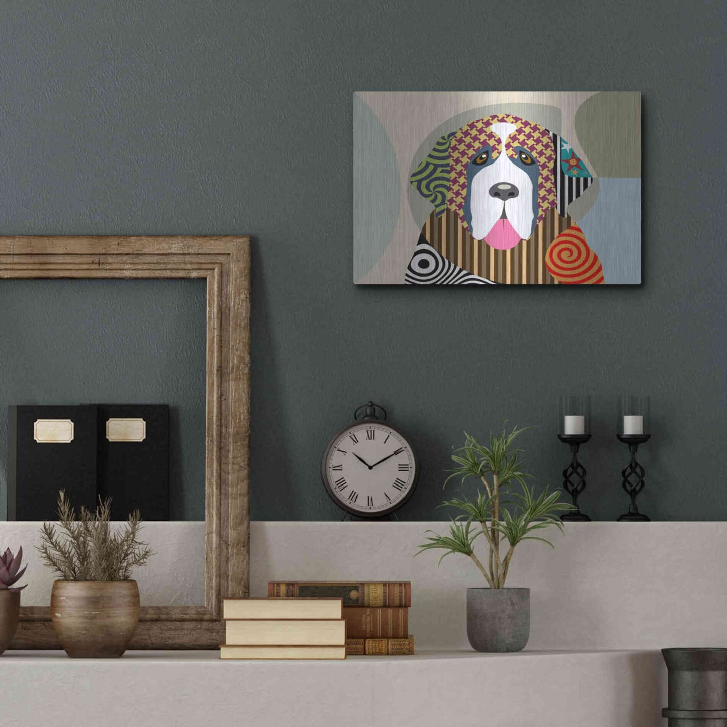 Luxe Metal Art 'Saint Bernard' by Lanre Adefioyue, Metal Wall Art,16x12