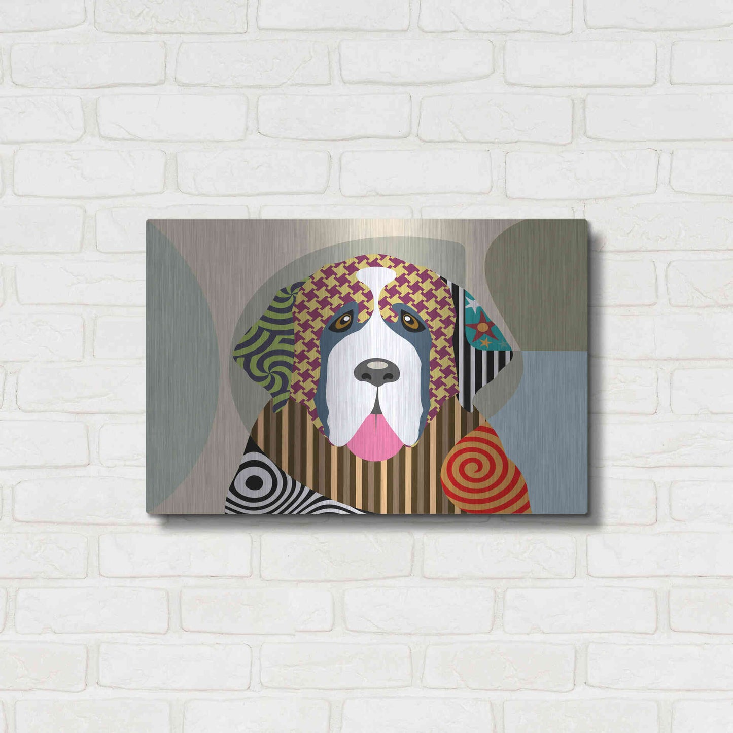 Luxe Metal Art 'Saint Bernard' by Lanre Adefioyue, Metal Wall Art,24x16