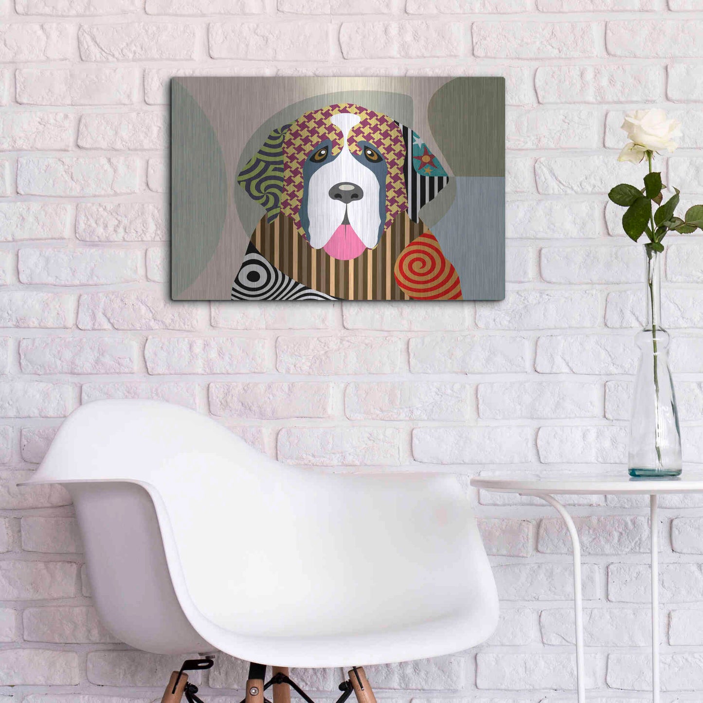 Luxe Metal Art 'Saint Bernard' by Lanre Adefioyue, Metal Wall Art,24x16