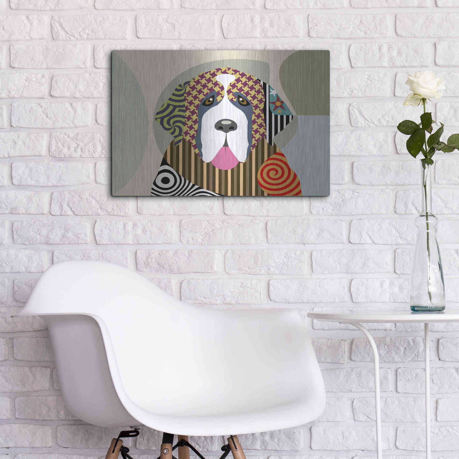 Luxe Metal Art 'Saint Bernard' by Lanre Adefioyue, Metal Wall Art,24x16