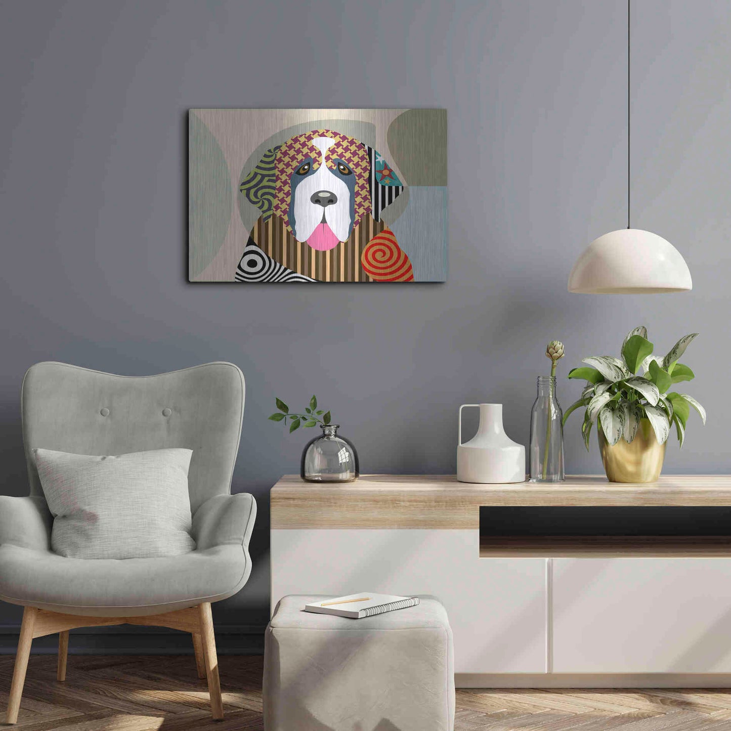 Luxe Metal Art 'Saint Bernard' by Lanre Adefioyue, Metal Wall Art,24x16