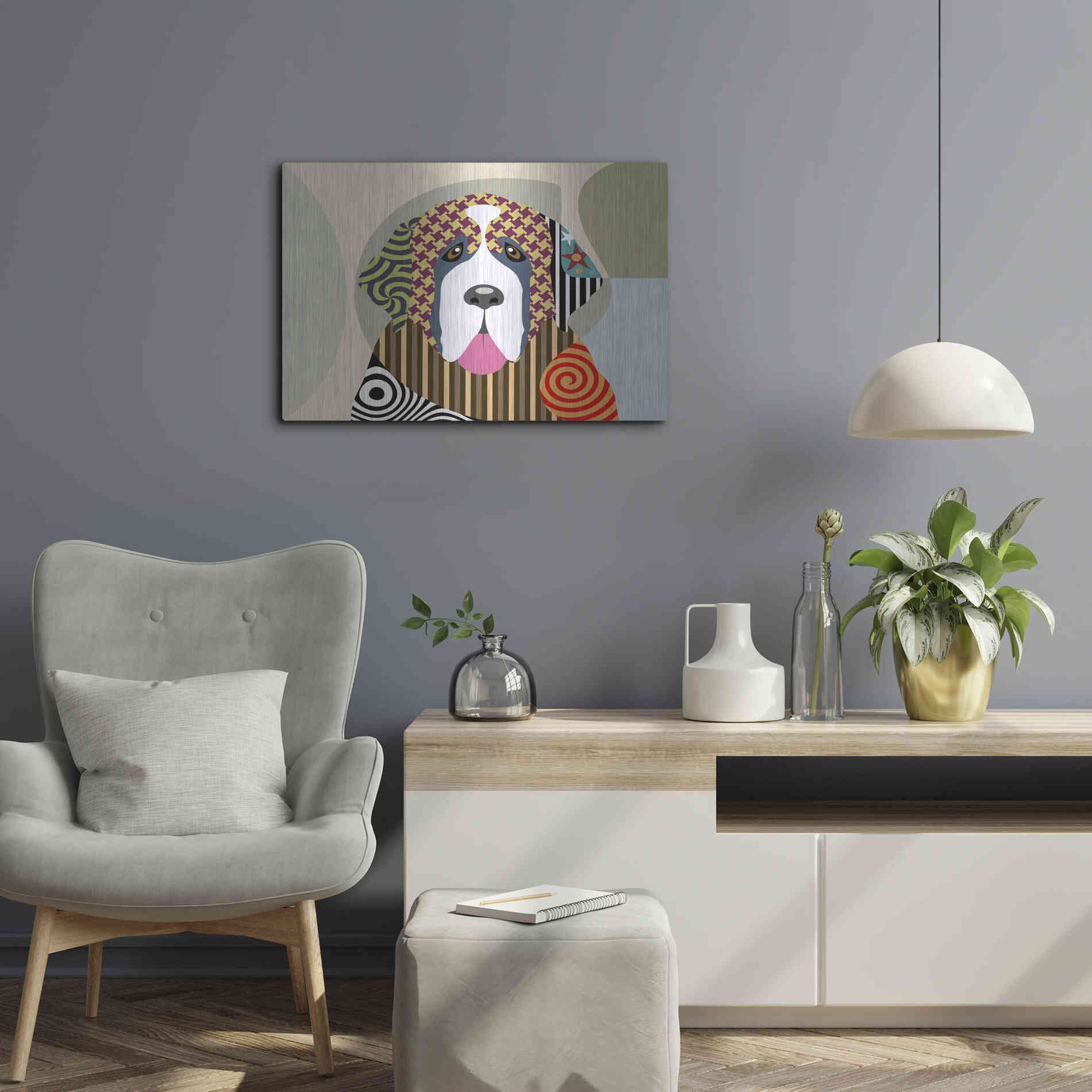 Luxe Metal Art 'Saint Bernard' by Lanre Adefioyue, Metal Wall Art,24x16