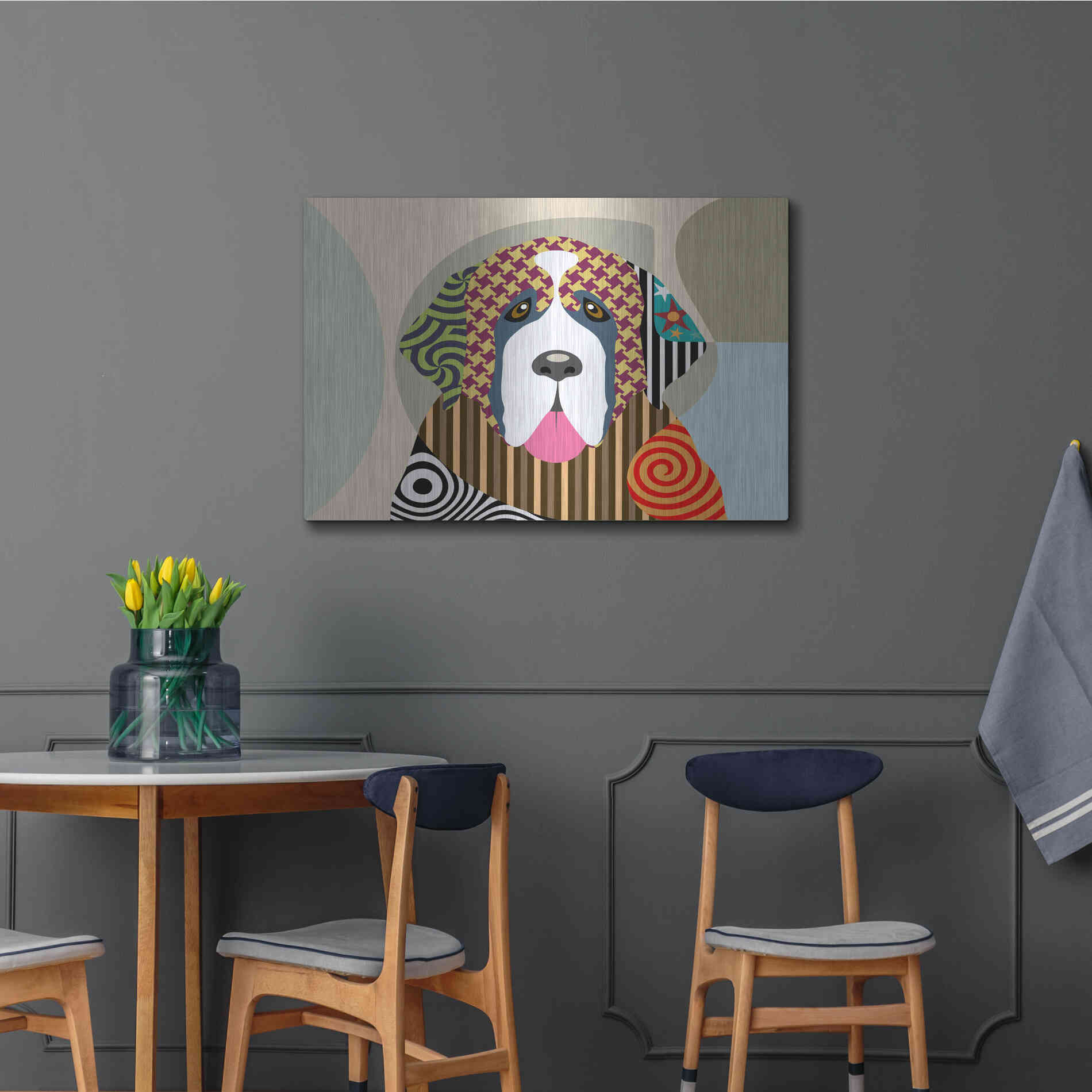 Luxe Metal Art 'Saint Bernard' by Lanre Adefioyue, Metal Wall Art,36x24