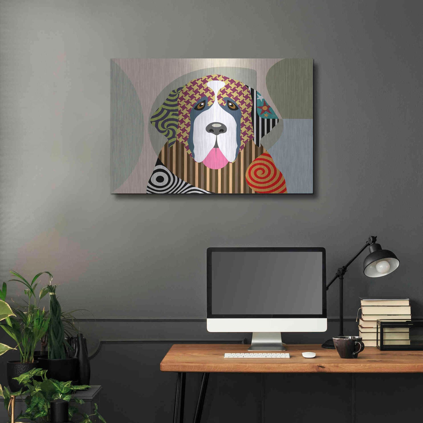 Luxe Metal Art 'Saint Bernard' by Lanre Adefioyue, Metal Wall Art,36x24