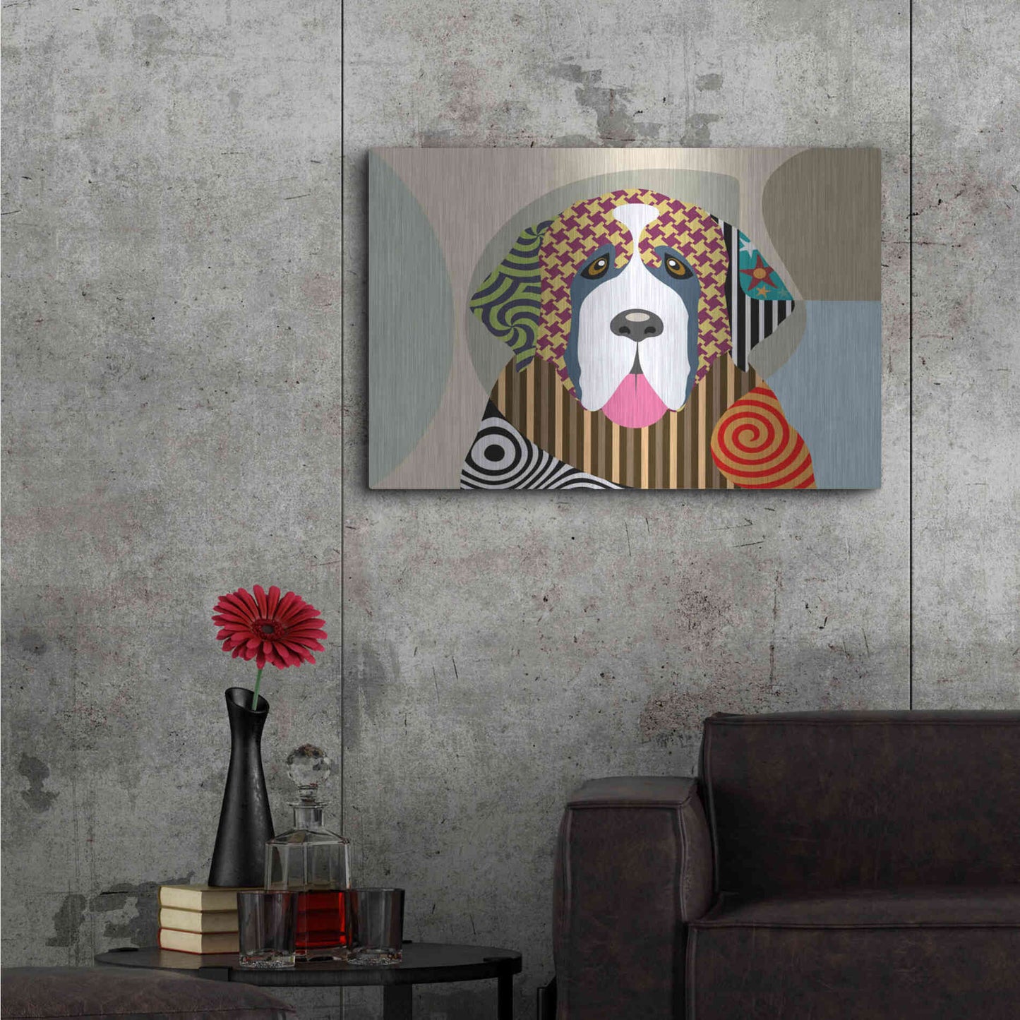 Luxe Metal Art 'Saint Bernard' by Lanre Adefioyue, Metal Wall Art,36x24