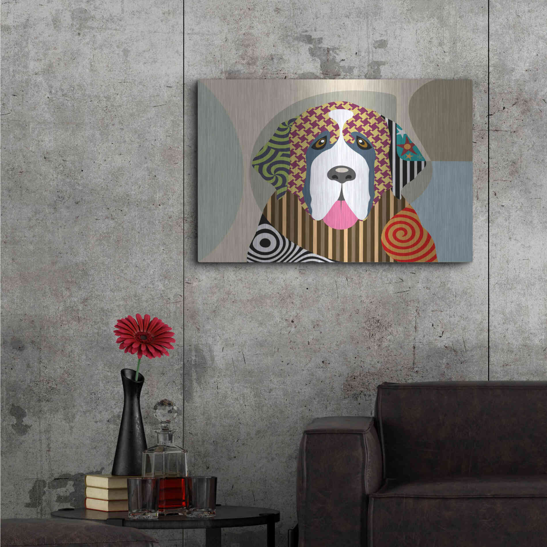 Luxe Metal Art 'Saint Bernard' by Lanre Adefioyue, Metal Wall Art,36x24