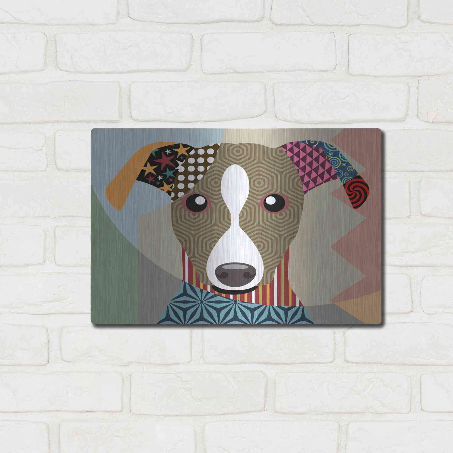 Luxe Metal Art 'Whippet' by Lanre Adefioyue, Metal Wall Art,16x12