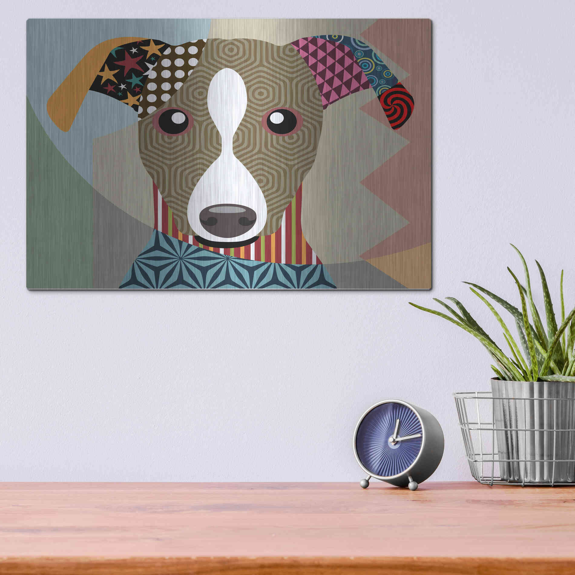 Luxe Metal Art 'Whippet' by Lanre Adefioyue, Metal Wall Art,16x12