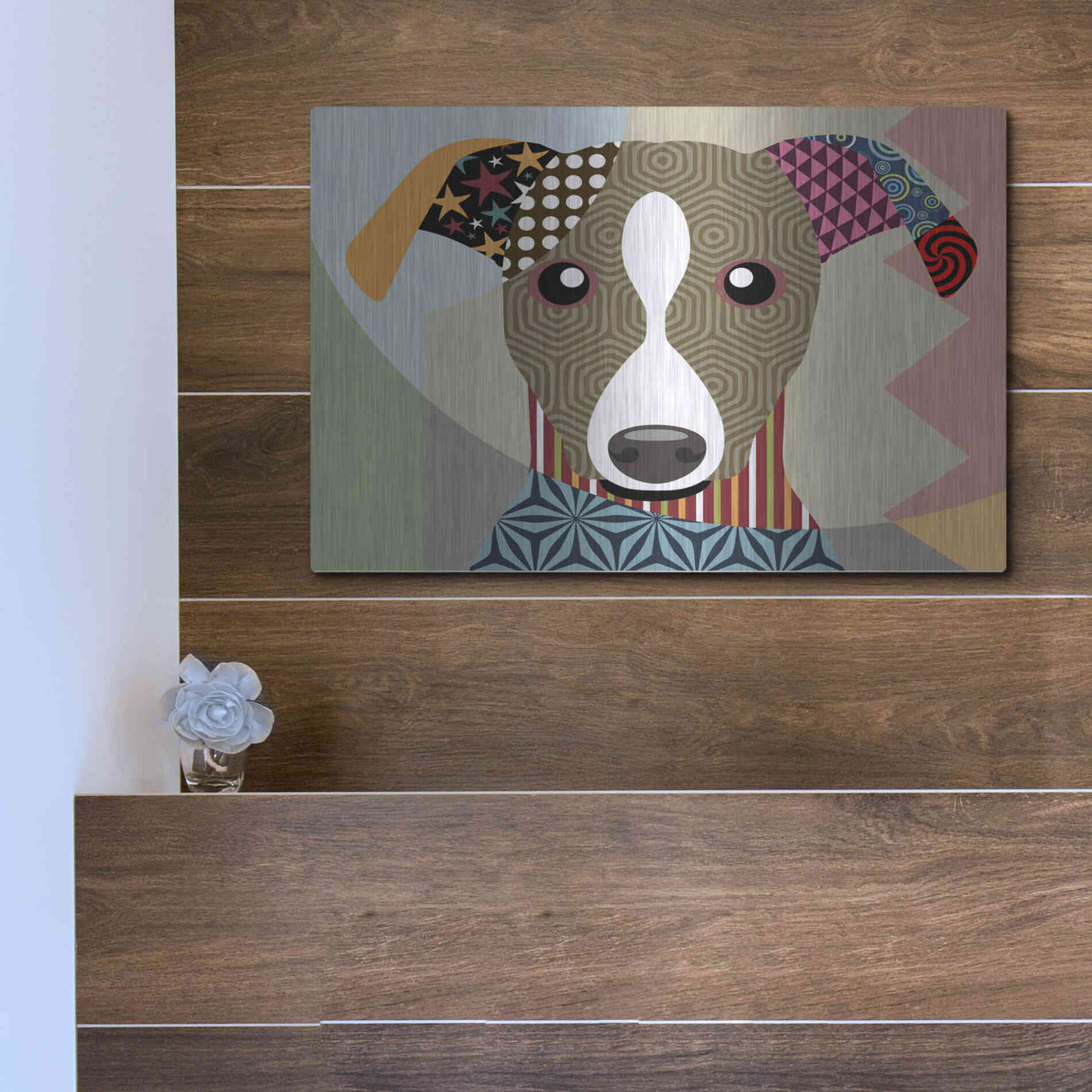 Luxe Metal Art 'Whippet' by Lanre Adefioyue, Metal Wall Art,16x12