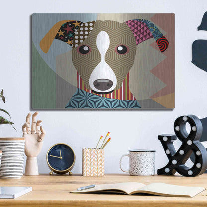 Luxe Metal Art 'Whippet' by Lanre Adefioyue, Metal Wall Art,16x12