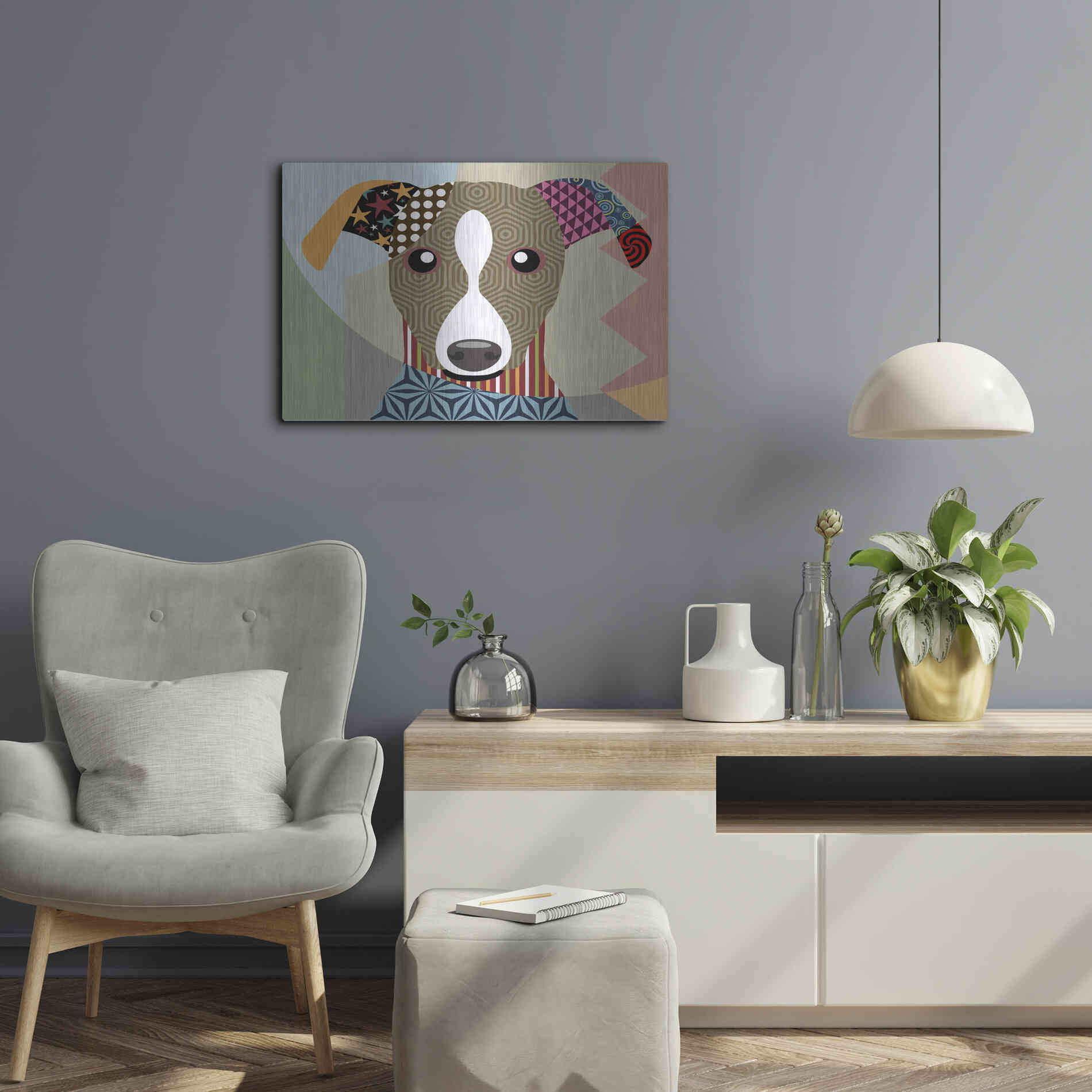 Luxe Metal Art 'Whippet' by Lanre Adefioyue, Metal Wall Art,24x16