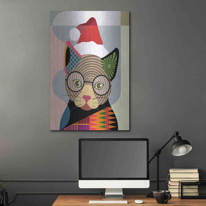 Luxe Metal Art 'Santa Kitty' by Lanre Adefioyue, Metal Wall Art,24x36