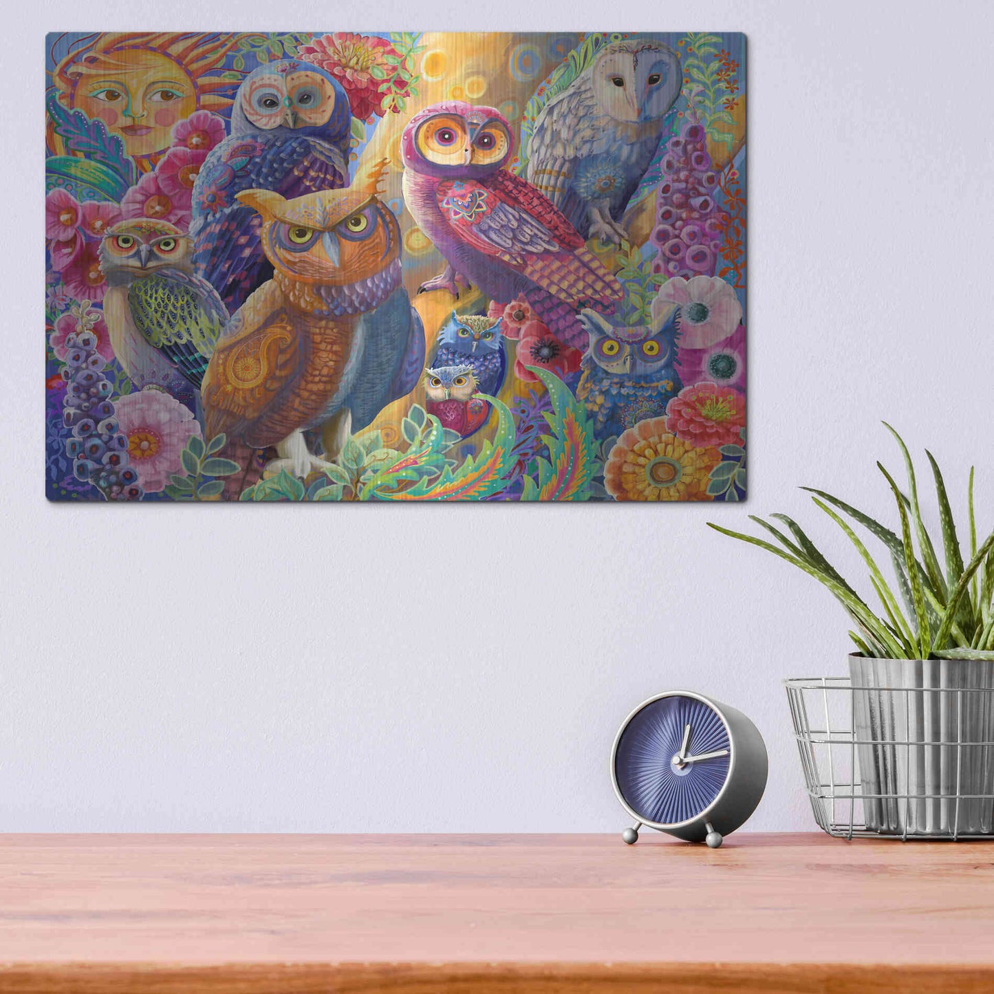 Luxe Metal Art 'Owl Autonomy' by Laura Audi, Metal Wall Art,16x12