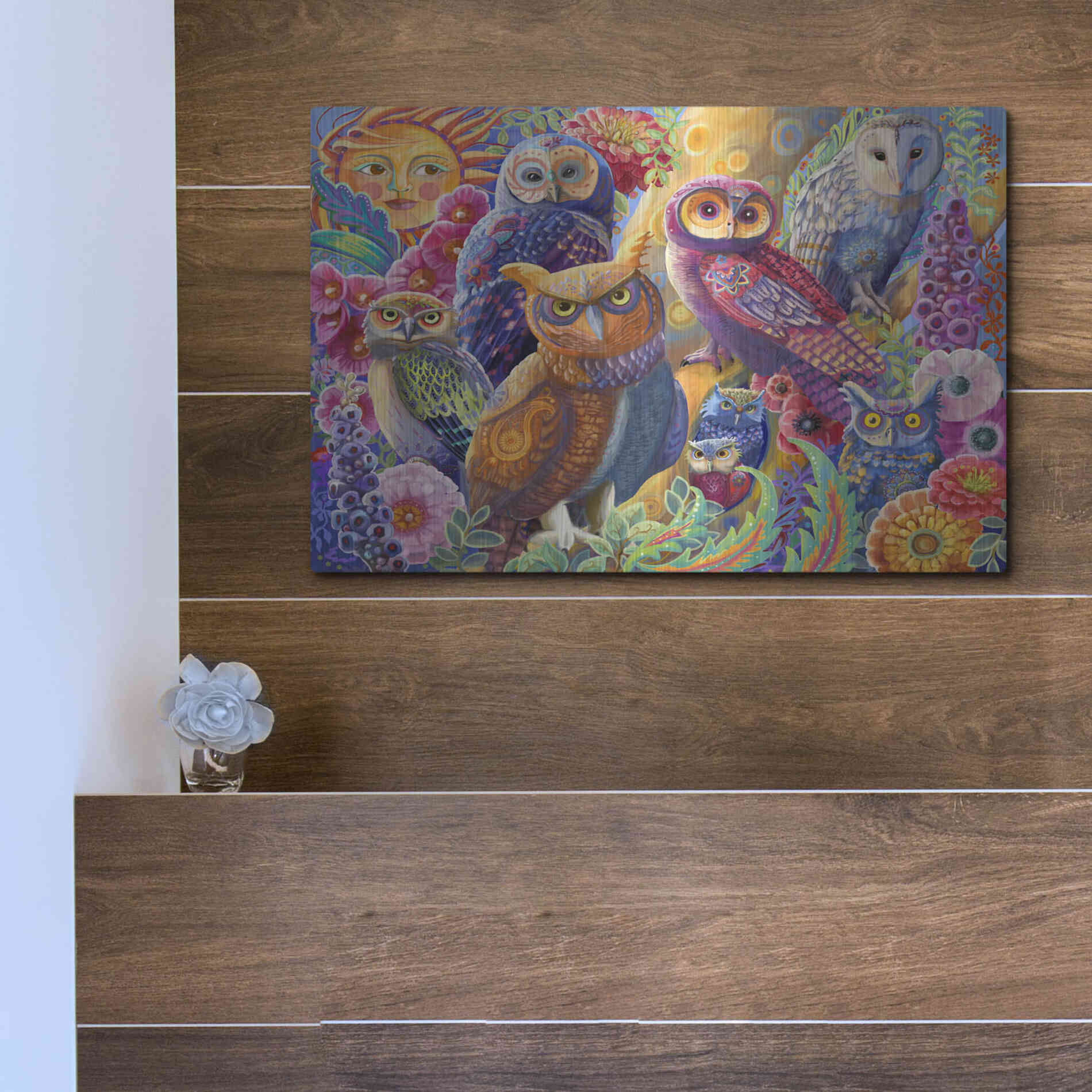 Luxe Metal Art 'Owl Autonomy' by Laura Audi, Metal Wall Art,16x12