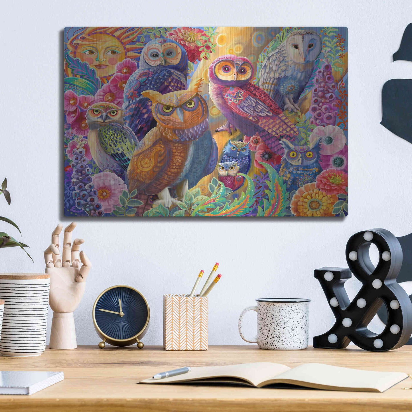 Luxe Metal Art 'Owl Autonomy' by Laura Audi, Metal Wall Art,16x12