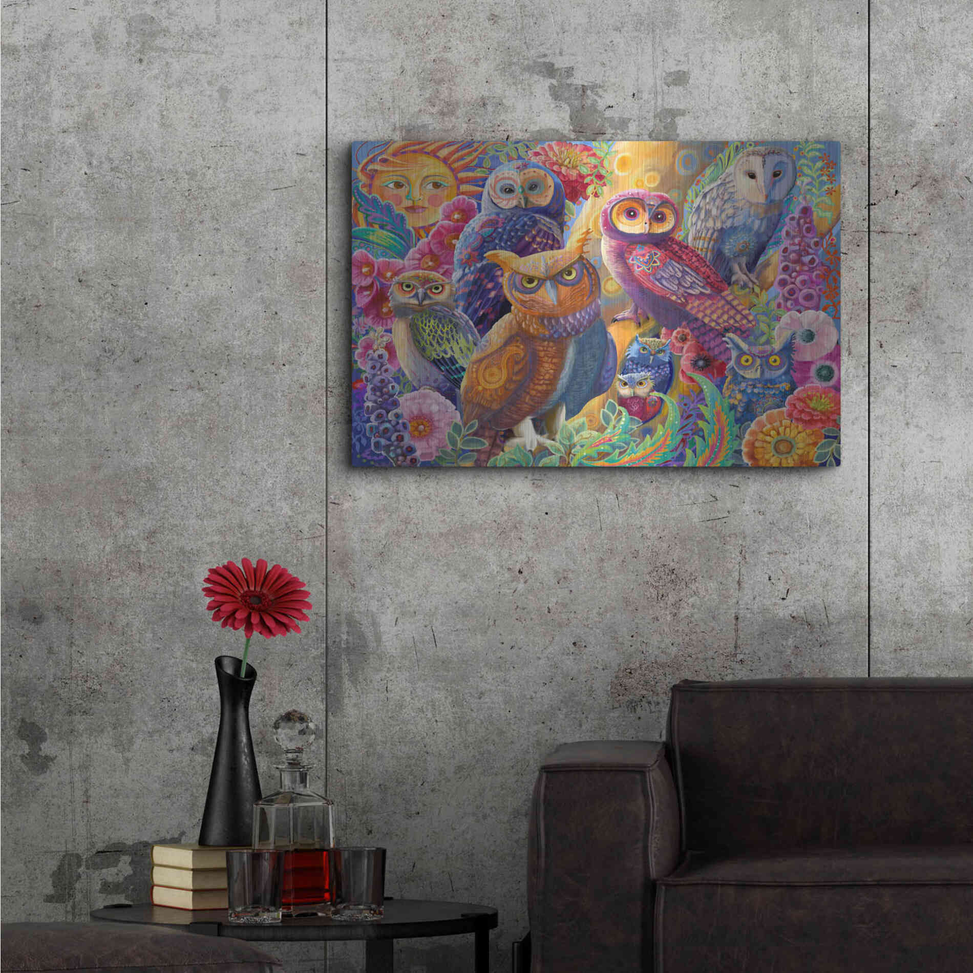 Luxe Metal Art 'Owl Autonomy' by Laura Audi, Metal Wall Art,36x24