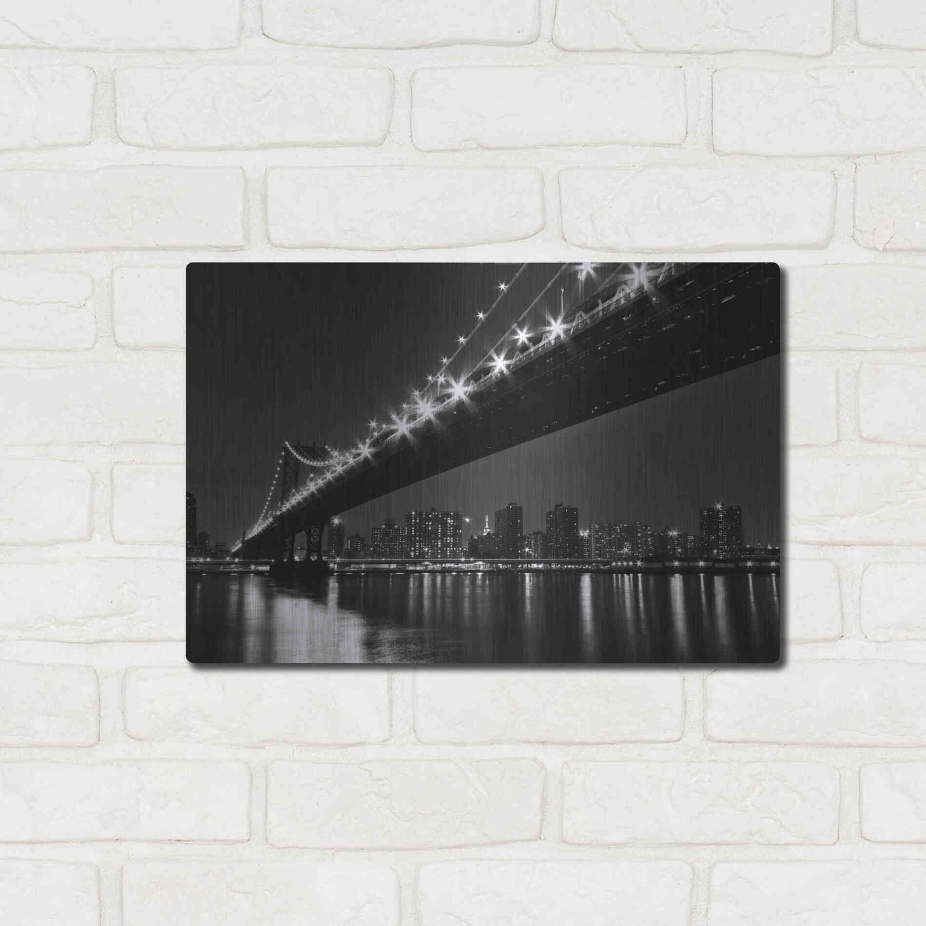 Luxe Metal Art 'Manhattan Bridge' by Katherine Gendreau, Metal Wall Art,16x12