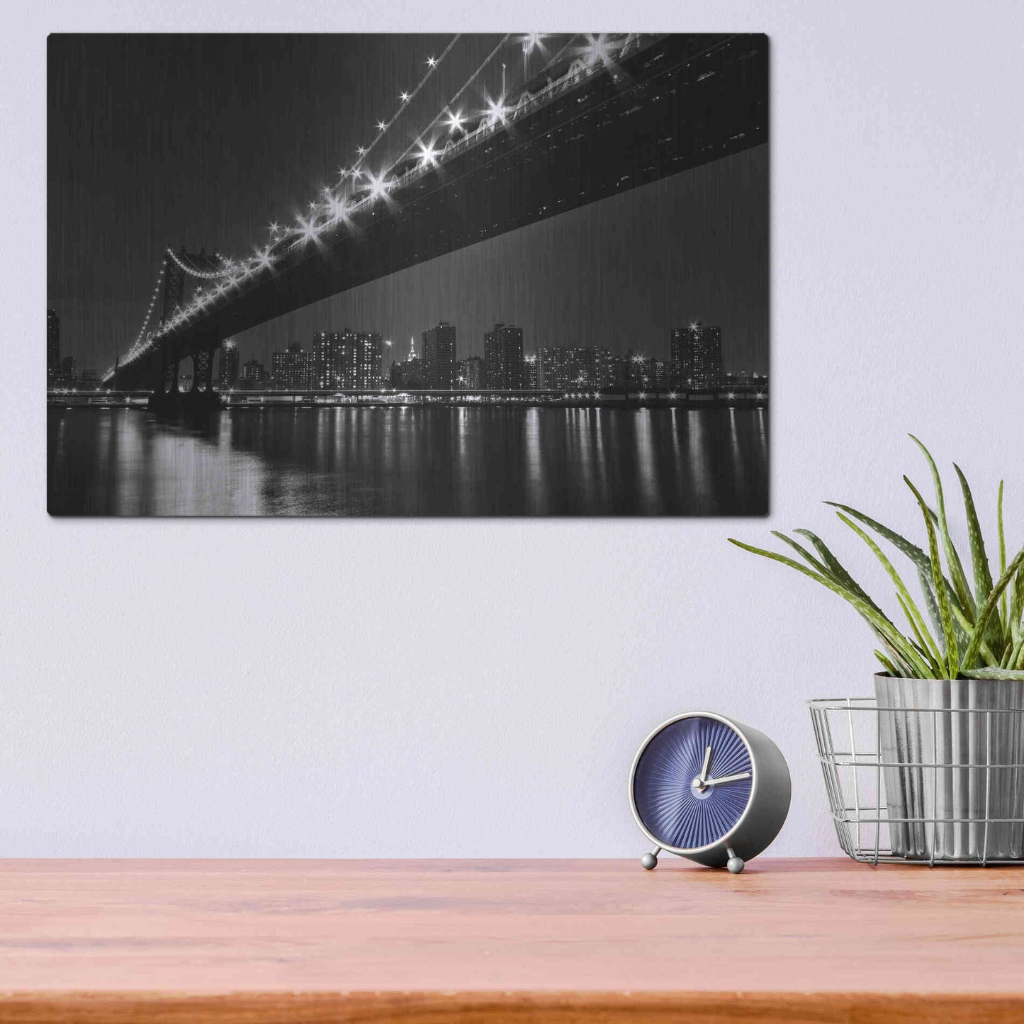 Luxe Metal Art 'Manhattan Bridge' by Katherine Gendreau, Metal Wall Art,16x12