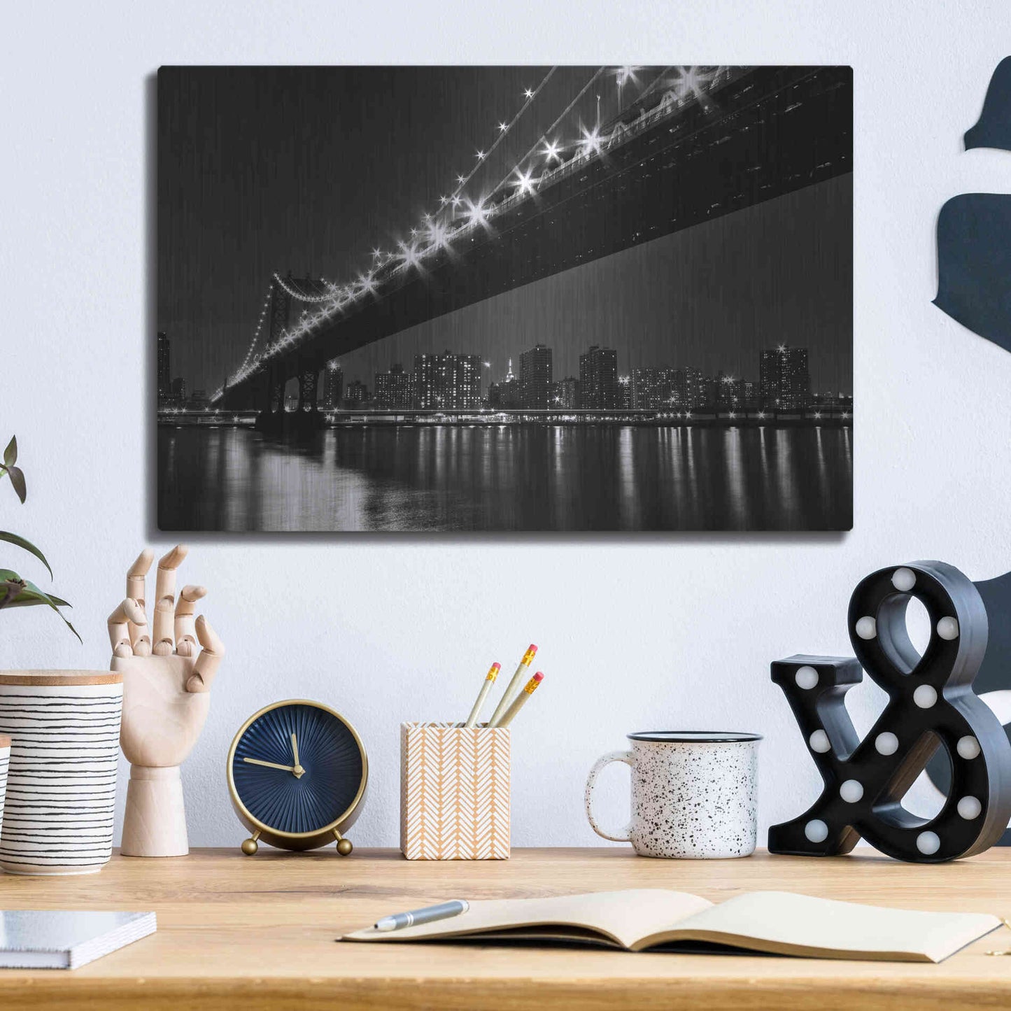 Luxe Metal Art 'Manhattan Bridge' by Katherine Gendreau, Metal Wall Art,16x12
