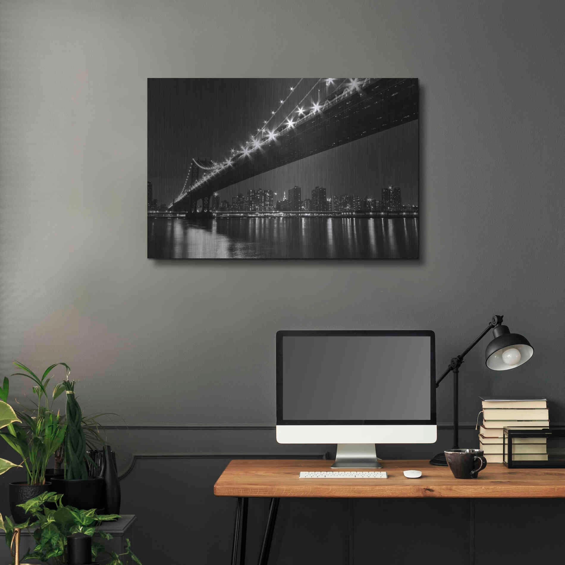 Luxe Metal Art 'Manhattan Bridge' by Katherine Gendreau, Metal Wall Art,36x24
