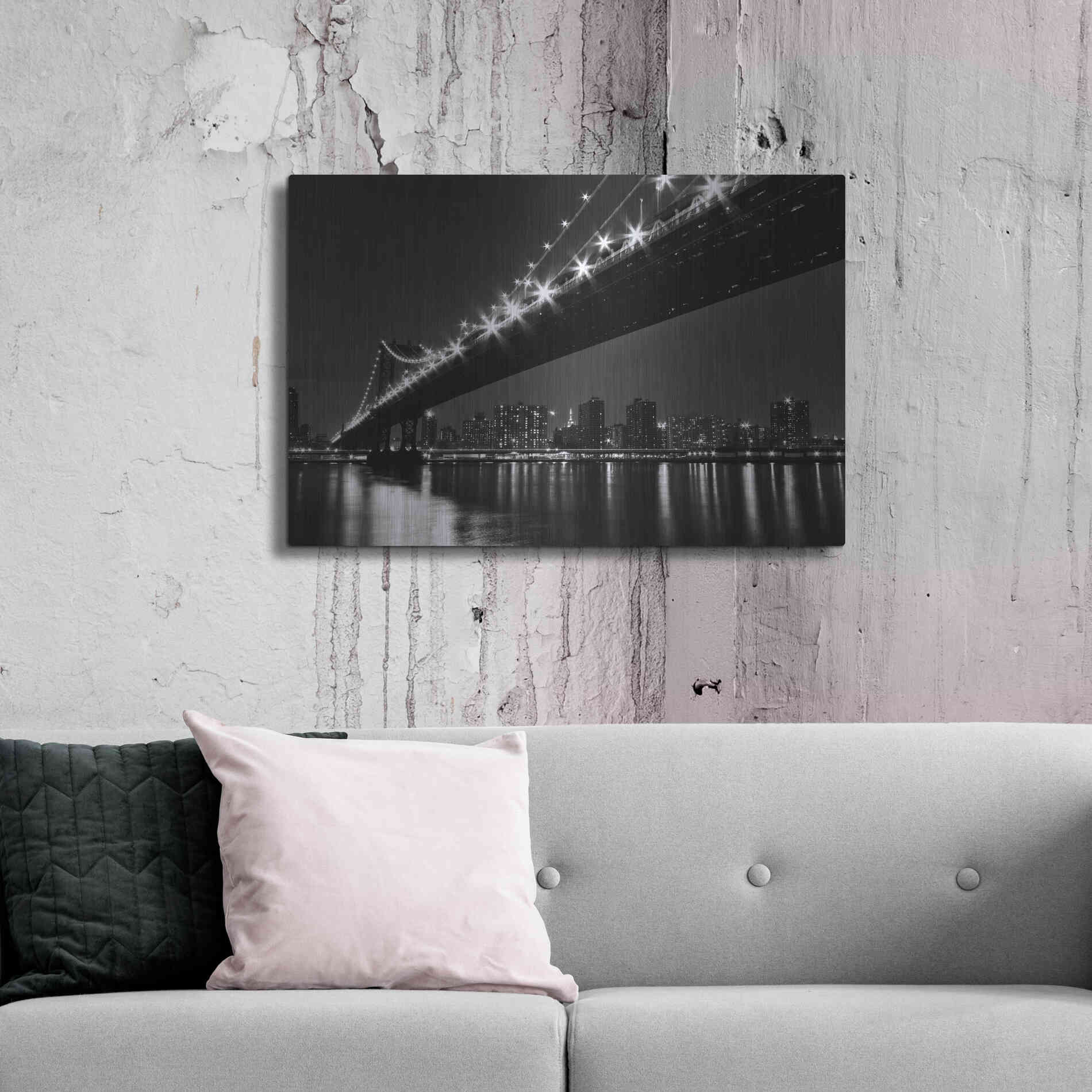 Luxe Metal Art 'Manhattan Bridge' by Katherine Gendreau, Metal Wall Art,36x24