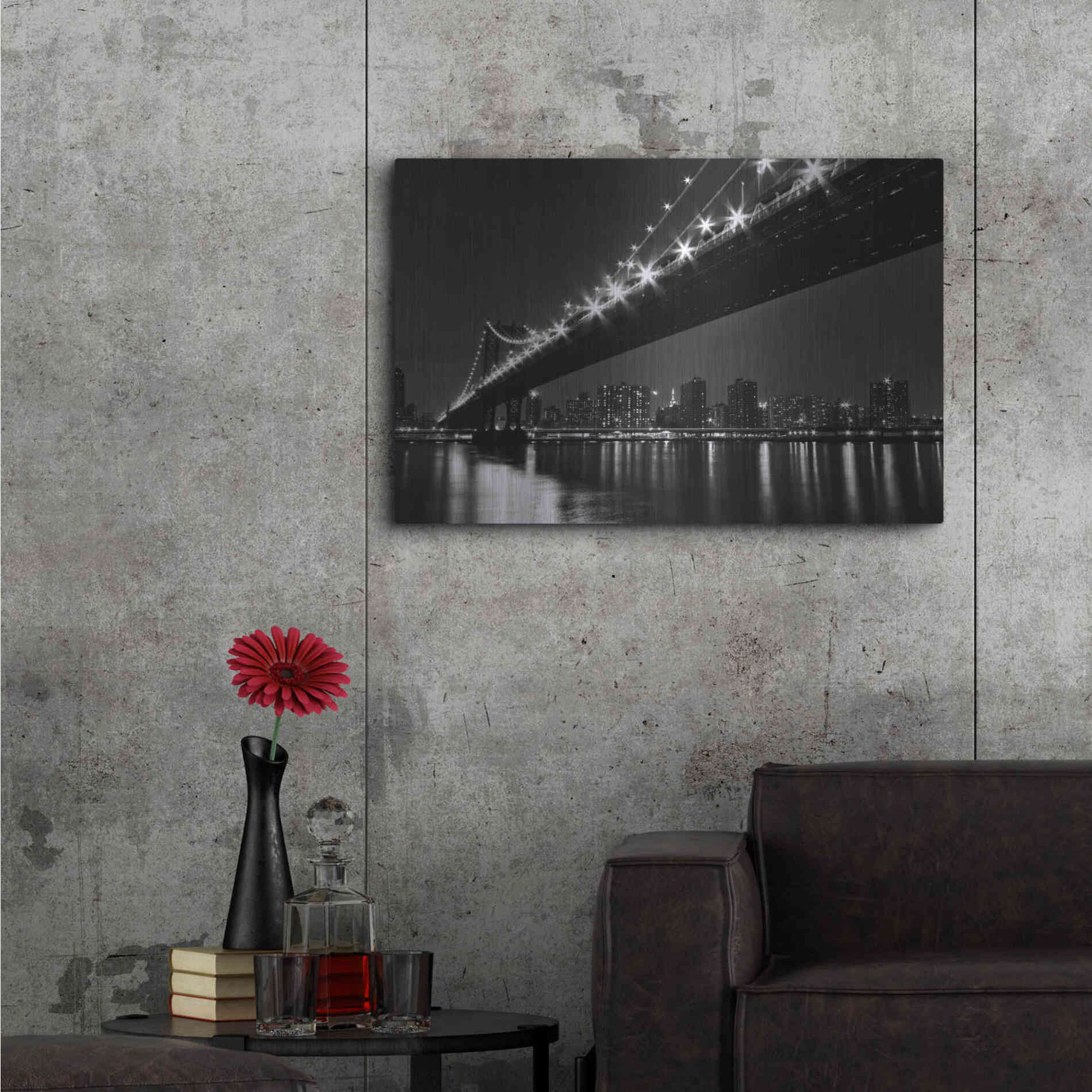 Luxe Metal Art 'Manhattan Bridge' by Katherine Gendreau, Metal Wall Art,36x24