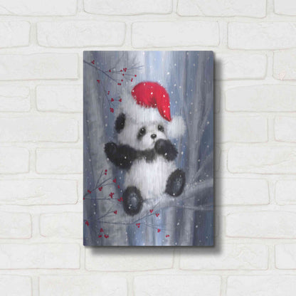 Luxe Metal Art 'Christmas Panda' by Makiko, Metal Wall Art,12x16