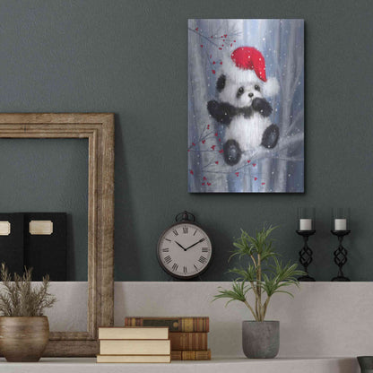 Luxe Metal Art 'Christmas Panda' by Makiko, Metal Wall Art,12x16