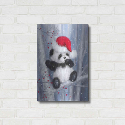 Luxe Metal Art 'Christmas Panda' by Makiko, Metal Wall Art,16x24