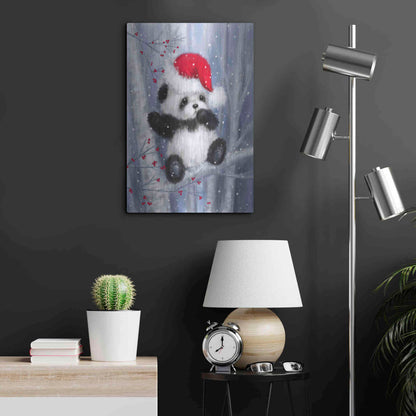 Luxe Metal Art 'Christmas Panda' by Makiko, Metal Wall Art,16x24