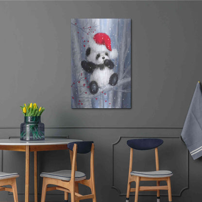 Luxe Metal Art 'Christmas Panda' by Makiko, Metal Wall Art,24x36