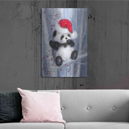 Luxe Metal Art 'Christmas Panda' by Makiko, Metal Wall Art,24x36
