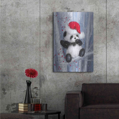 Luxe Metal Art 'Christmas Panda' by Makiko, Metal Wall Art,24x36