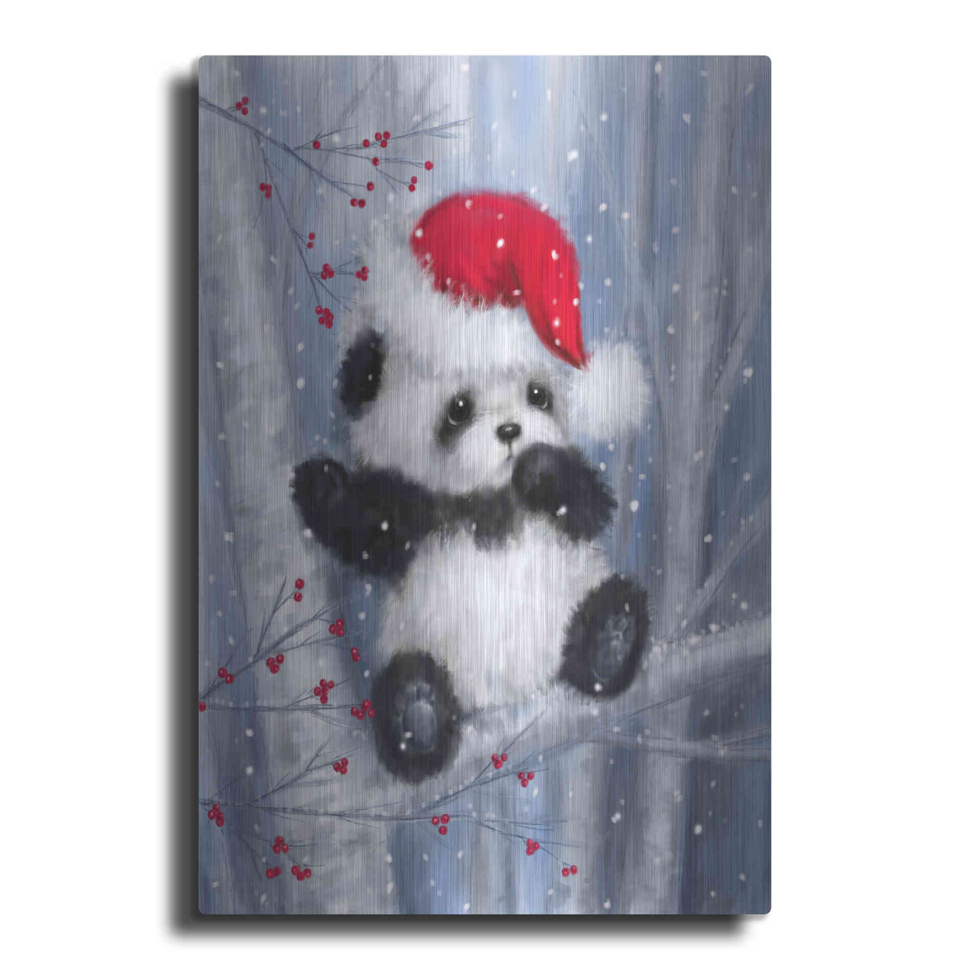 Luxe Metal Art 'Christmas Panda' by Makiko, Metal Wall Art