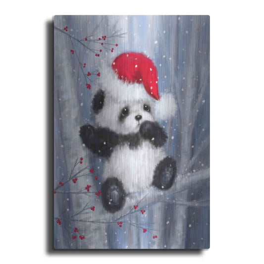 Luxe Metal Art 'Christmas Panda' by Makiko, Metal Wall Art
