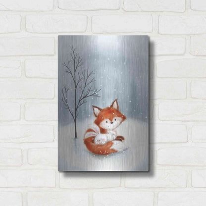 Luxe Metal Art 'Fox And Rabbit 1' by Makiko, Metal Wall Art,12x16