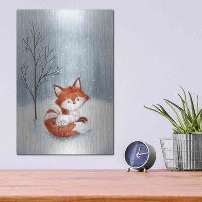 Luxe Metal Art 'Fox And Rabbit 1' by Makiko, Metal Wall Art,12x16