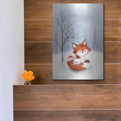 Luxe Metal Art 'Fox And Rabbit 1' by Makiko, Metal Wall Art,12x16