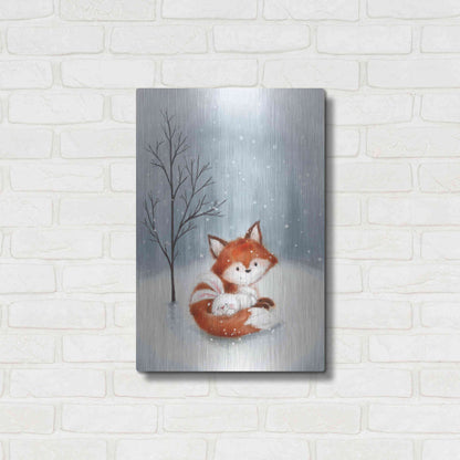Luxe Metal Art 'Fox And Rabbit 1' by Makiko, Metal Wall Art,16x24